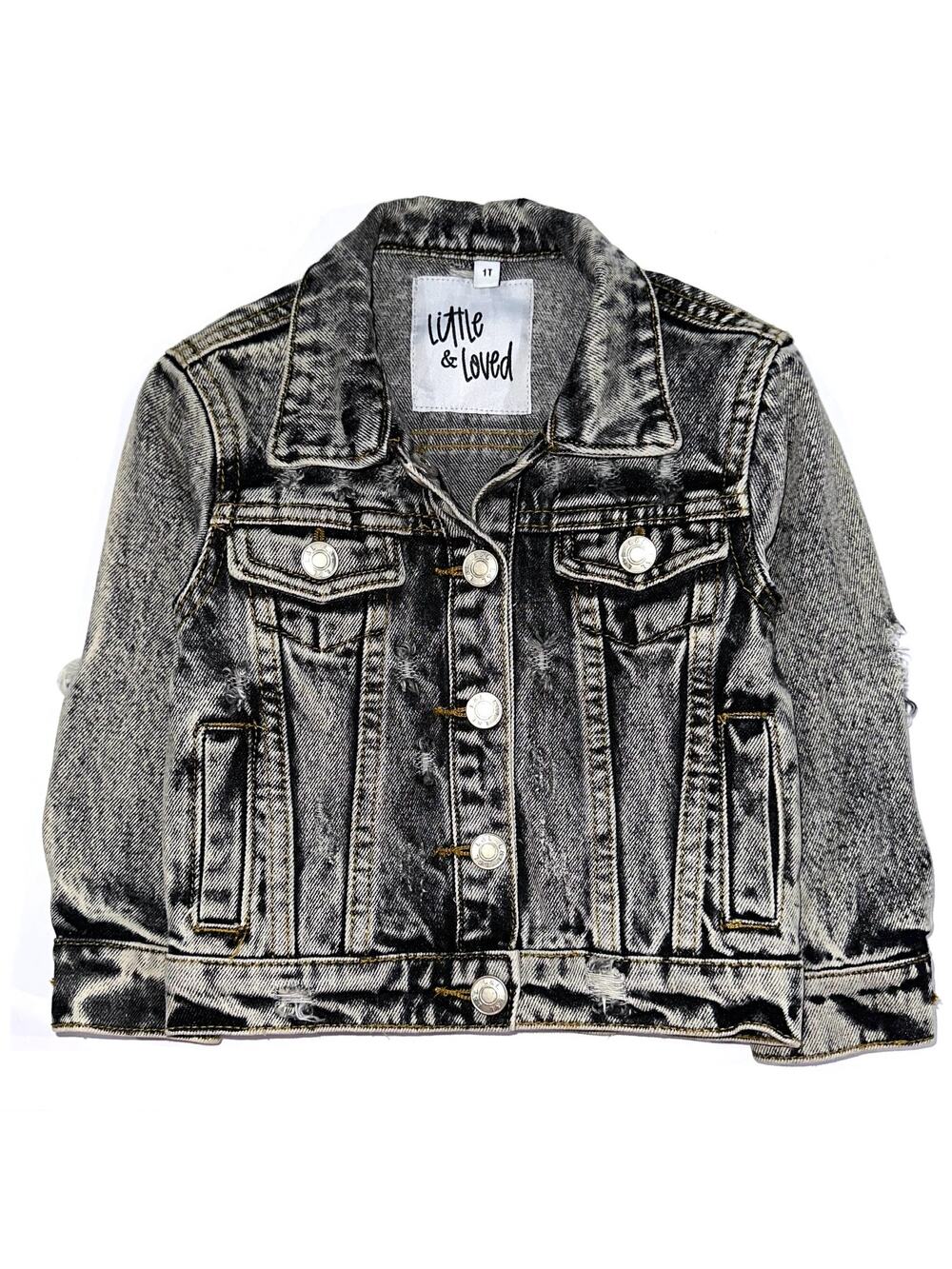 Little & Loved Kids Distressed Grey Denim Jacket Size 1T/12M